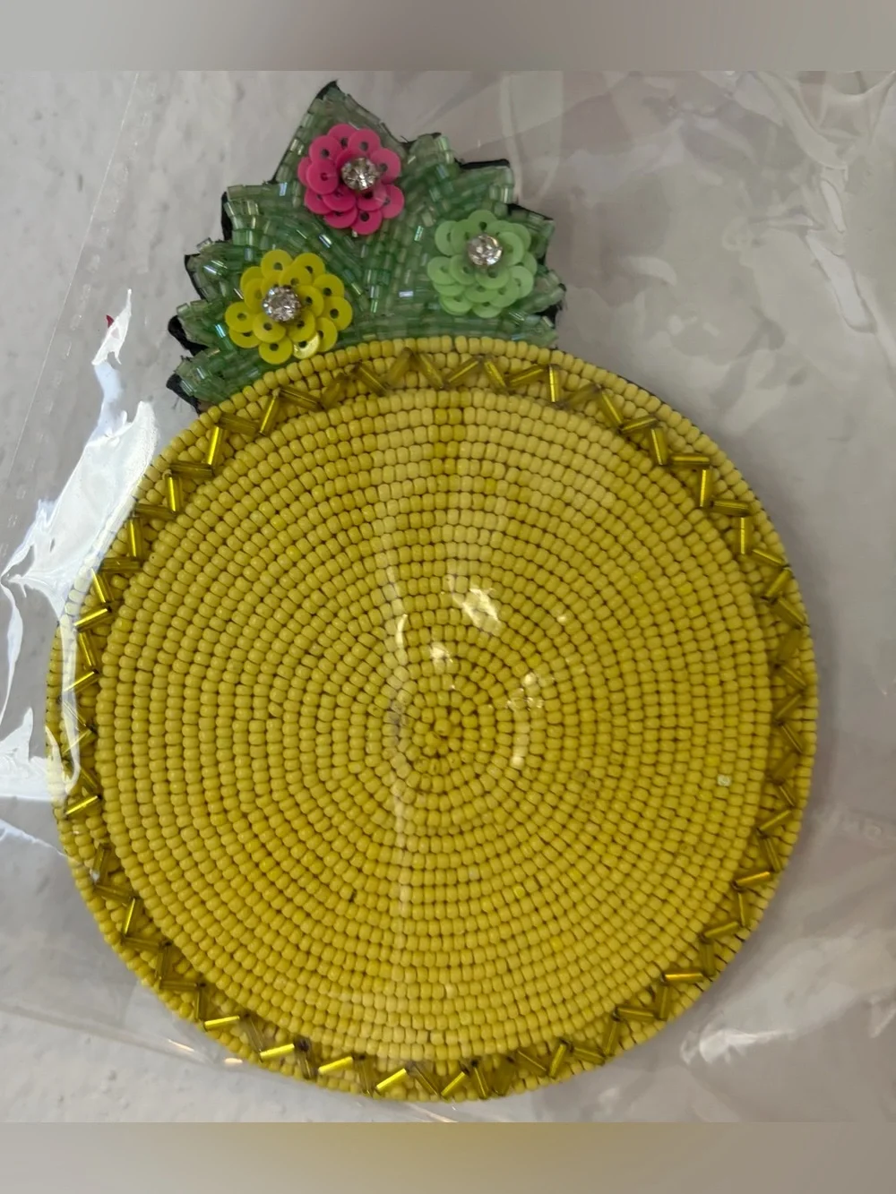 Beaded Fruit Coasters Set - Red, Orange, Yellow, Green Accents